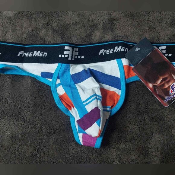 Freemen Random Stripe Men's Cotton Thong Underwear Size Large - Picture 2 of 5